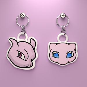POKEMON MEW AND MEWTWO HEAD KEYCHAIN ( EASY PRINT NO SUPPORTS)