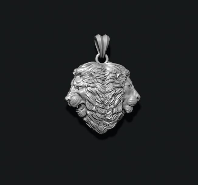 Lion heads pendant 3D print model