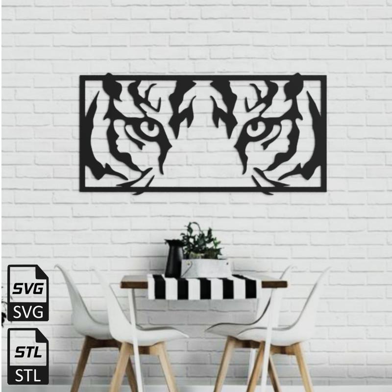 Tiger Face 2D Wall Art STL SVG