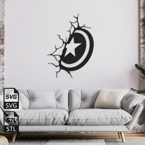 Capt Shield 2D Wall Art STL SVG