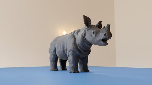 baby rhino mouth open low poly stl