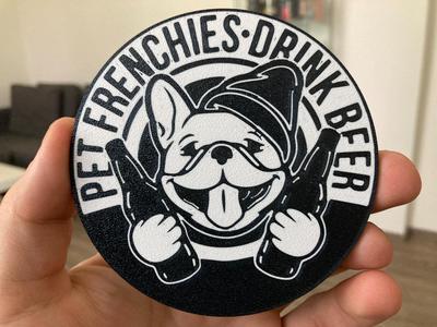 Pet Frenchies Drink Beer coaster