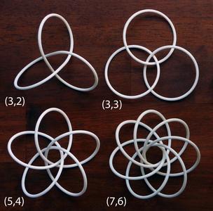 Three torus knots and a torus link