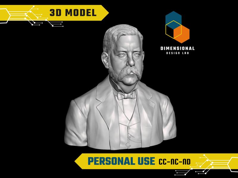 3D Model of George Westinghouse - High-Quality STL File for 3D Printing (PERSONAL USE)