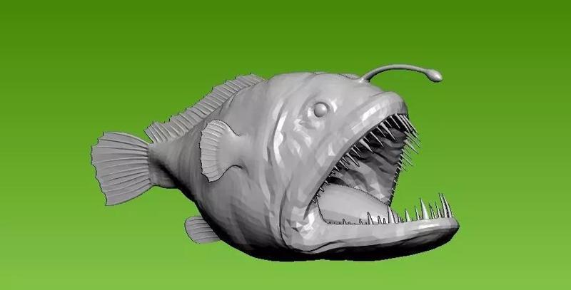 Angler fish - lamp fish statue - 3D print