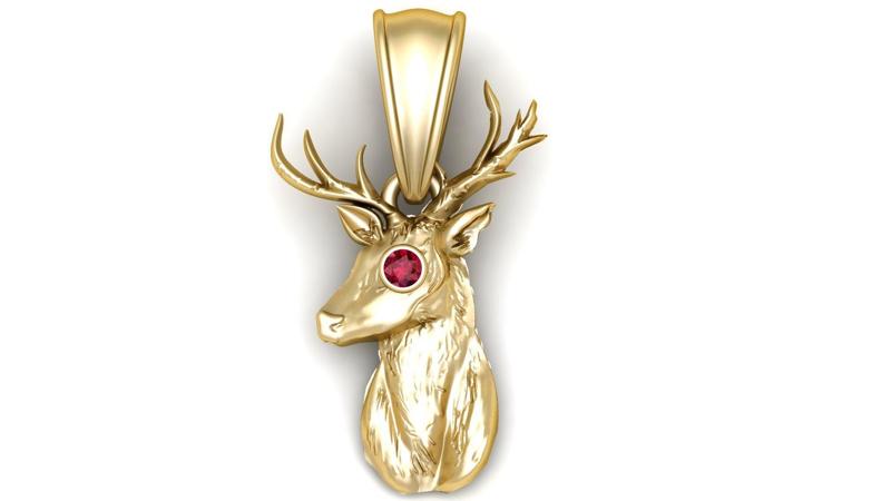 14K Deer Head Pendant – 3D Printable Model