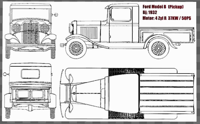Ford Model B (Pickup) Blueprint 1932