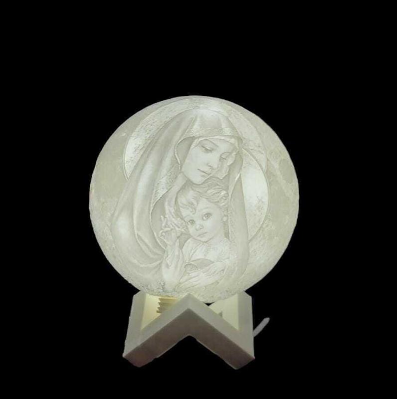 virgin mary moon and baby jesus