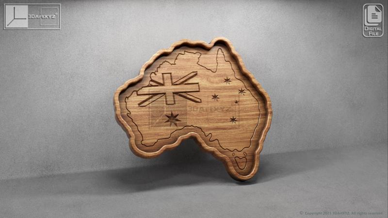 Australian Map Tray - CNC Files for Wood (svg, dxf, eps, ai, pdf)