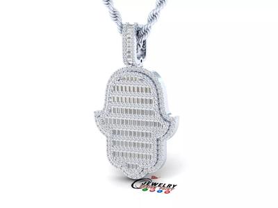 Custom Hamsa Hand Diamond Pendant - Hamsa Hand Necklace
