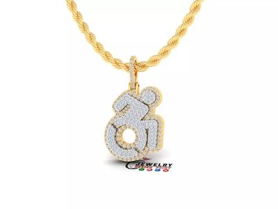 Custom Disabled Wheelchair Diamond Pendant - Necklace