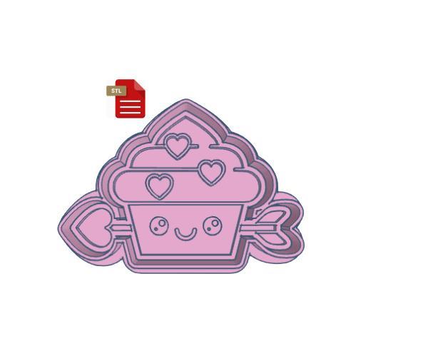 Valentine Cupcake Cookie Cutter and Stamp