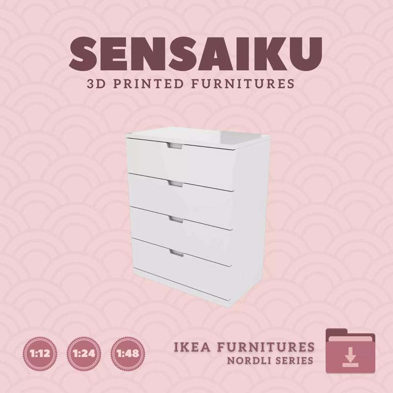 NORDLI 4-Drawer Chest V5 for Mini Dollhouse - IKEA - 3D Print