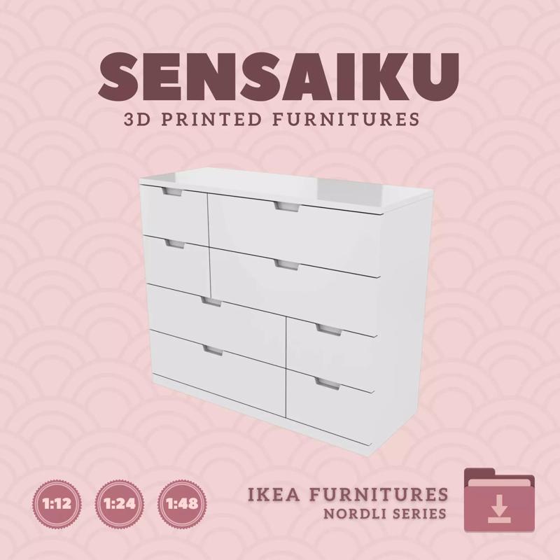 NORDLI 8-Drawer Chest V2 for Mini Dollhouse - IKEA 3D Print