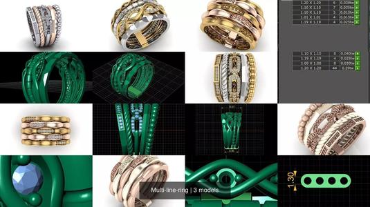 Multi-line-ring 3D Model Collection