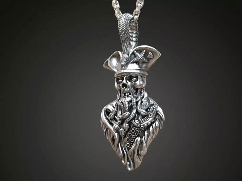 Pendant undead pirate skull snakes octopus tentacle