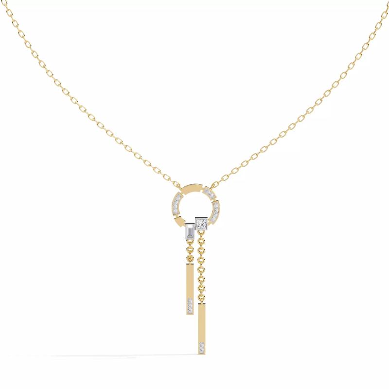Round Diamond Necklace Pendant with diamond chain