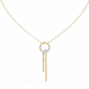 Round Diamond Necklace Pendant with diamond chain