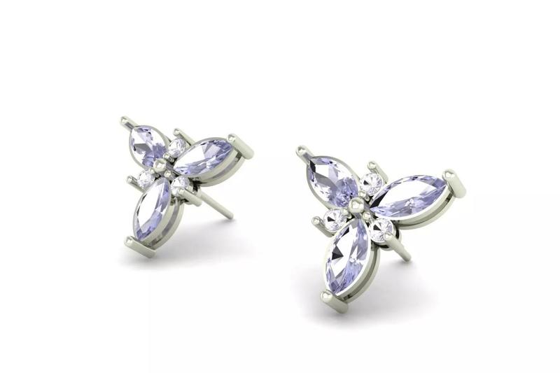 Three Stone Marquise Cut Earring E 21