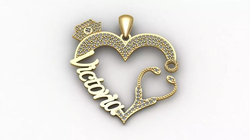 Victoria  Heart Diamond Pendant 3d printable Model