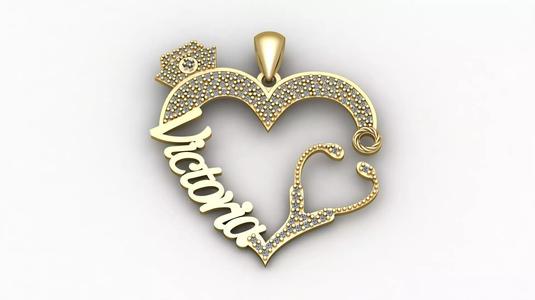 Victoria  Heart Diamond Pendant 3d printable Model
