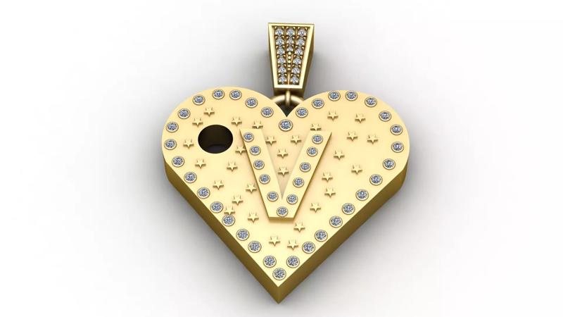 W GOLD HEART PENDANT