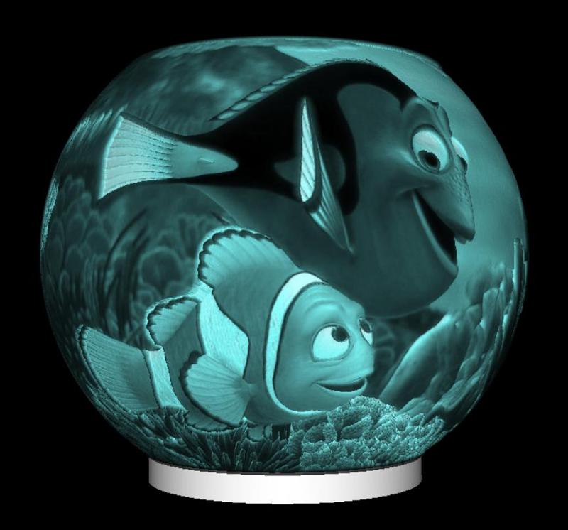 SPHERE NIGHT LIGHT FISH NEMO LITHOPHANE