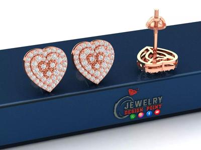 Custom Heart Shape Diamond Studs - Heart Love Earrings Unisex