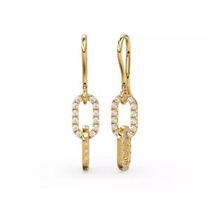 Diamond Pave Link Earrings Silver Dangle Drop Jewelry 3D print