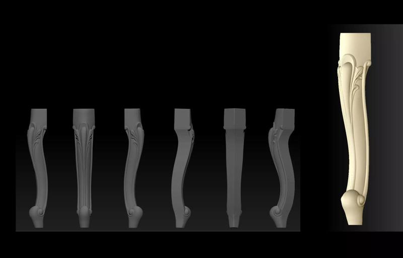 Furniture Legs 3d STL Model Relief for CNC  set 010