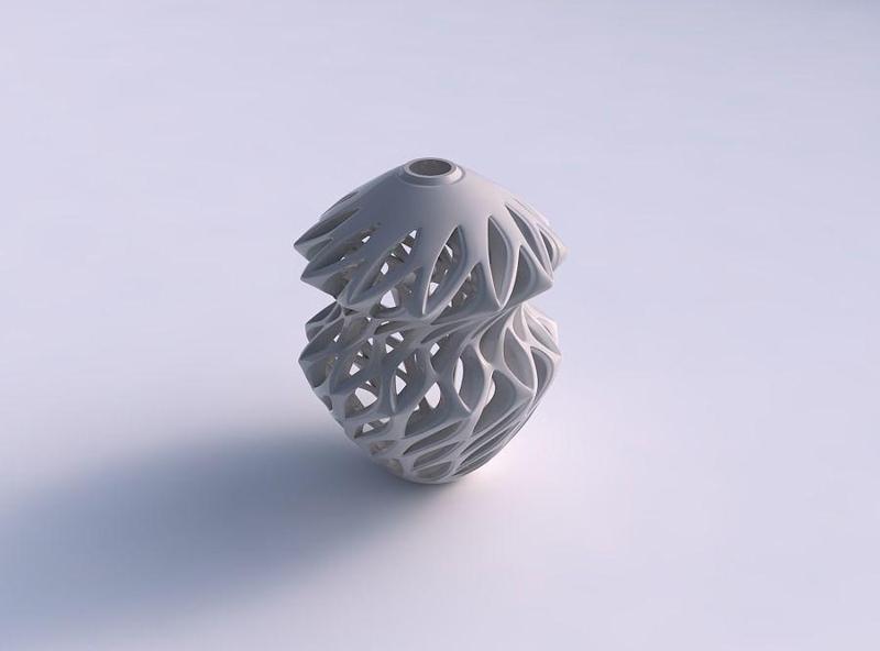 Vase twisted bend inward with smooth cuts and extruded top sq...