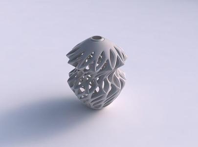 Vase twisted bend inward with smooth cuts and extruded top sq...