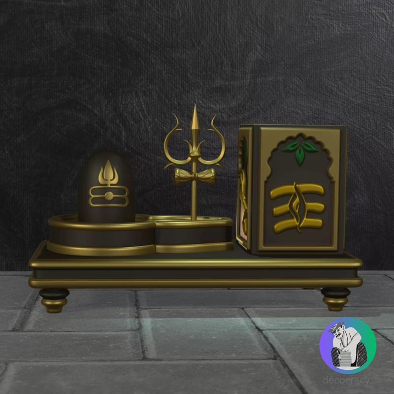 Lord Shiva Shivling With Pen Holder Stand and Puja Chowki Altar