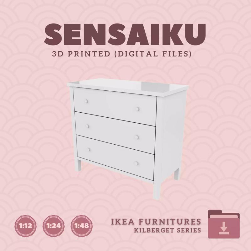1 KILBERGET 3 Drawer Chest for Dollhouse - IKEA - 3D Print