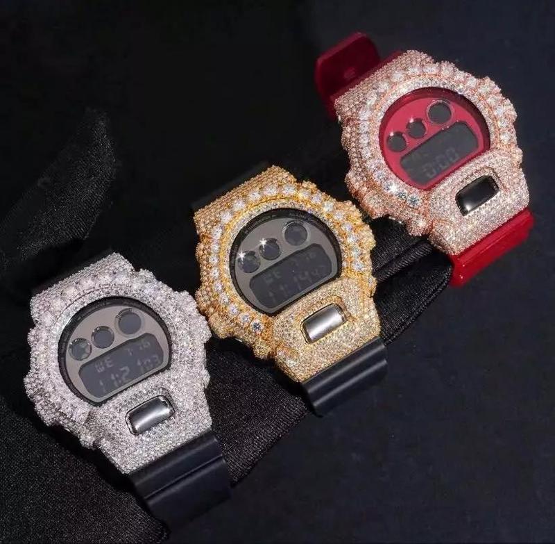 Custom G Shock DW 6900 Watch Diamond Case - Watch Jewelry