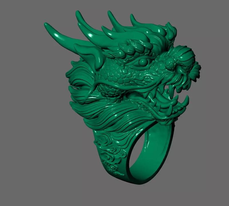 24K CHINESE DRAGON MENS RING