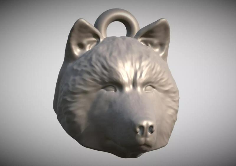 Alaskan Malamute dog head key ring for 3D printing