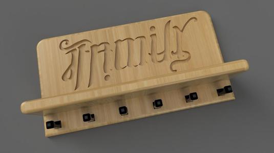 Family/Famille Ambigram Wall Key Holder