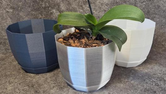 Twelve Sided Orchid/Plant Pot with Drip Tray