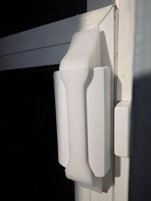 Window treatment guide/bumper for ADT window alarm sensor