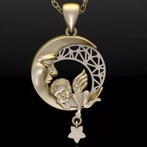 Moon And Baby Angel Pendant