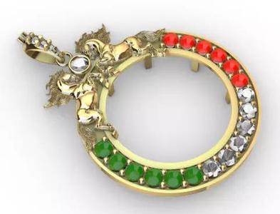 Horses 50 Peso Coin Bezel Mexican Flag