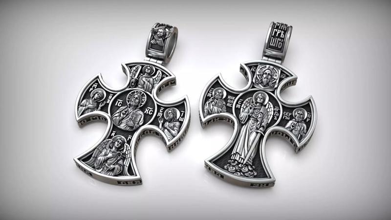 Pantocrator Jesus Christ Guardian Angel and Saints Cross