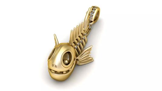 FISH FACE AND BONES PENDANT 3D PRINTABLE MODEL