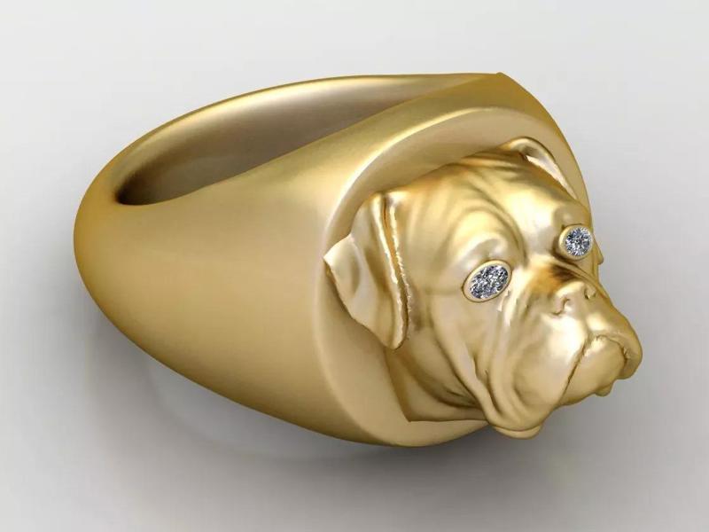 DOG ANIMAL FACE RING 3D PRINTABLE MODEL