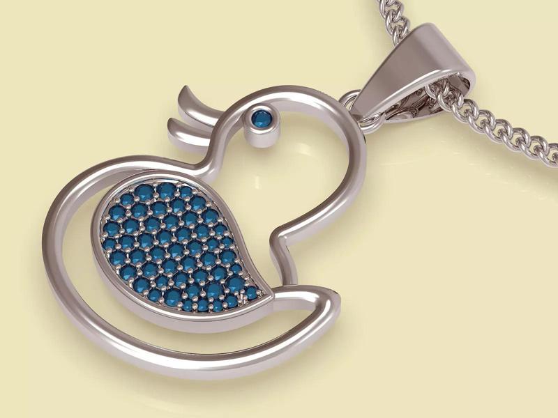 Duck pendant gold  jewelry 3D printable model