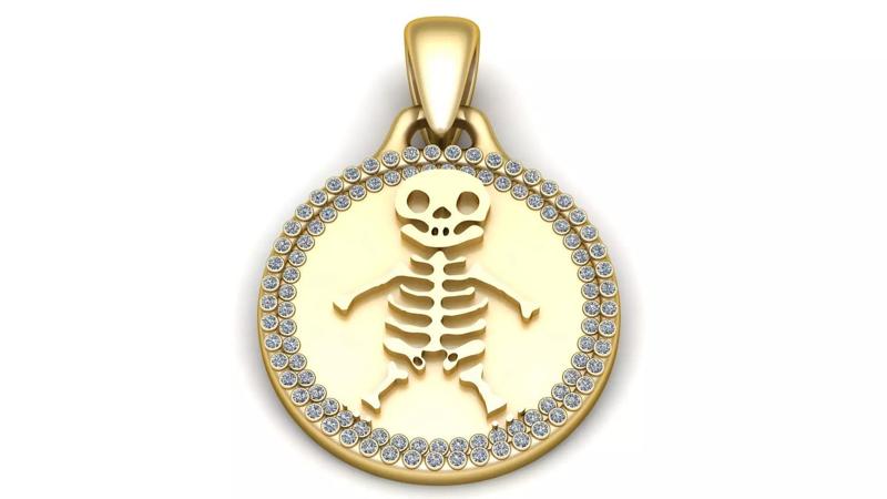 HUMAN SKULL DESIGN COIN PENDANT 3D PRINTABLE MODEL