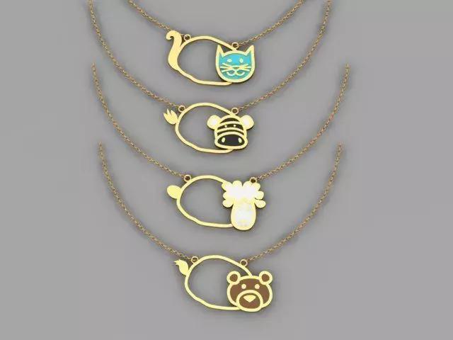 Kids enamal animals pendants