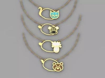 Kids enamal animals pendants