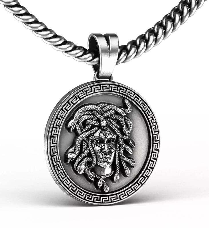 Medusa Medallion  Bas-relief Coin Pendant